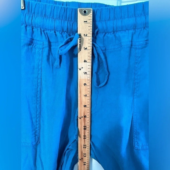 NWT KUT from the Kloth Sandra Smocked Waist Linen Blend Pant XXL Teal Cerulean - Picture 8 of 12
